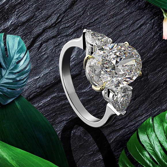 Zeno Jewels Oval Cut Three Stone Engagement Ring